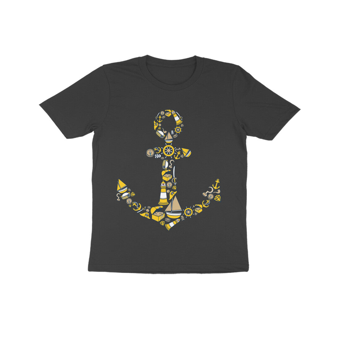 Kids' Half Sleeve Round Neck Tshirt β Anchor Yellow puraidoprints