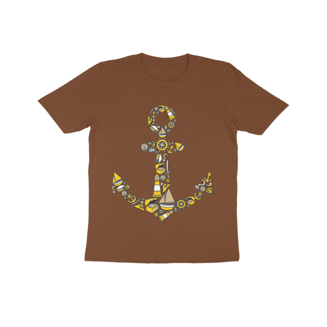 Kids' Half Sleeve Round Neck Tshirt β Anchor Yellow puraidoprints