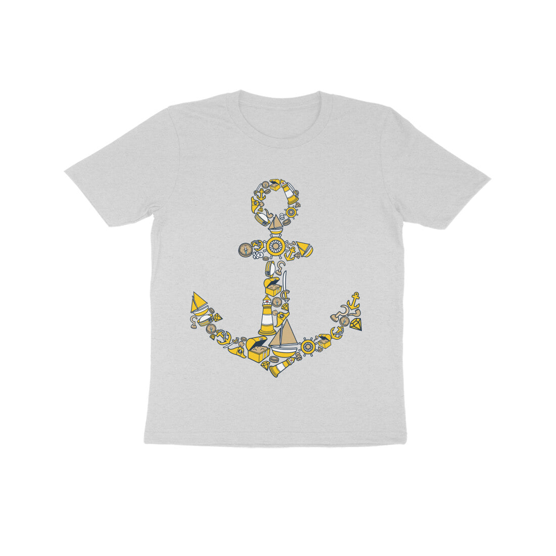 Kids' Half Sleeve Round Neck Tshirt β Anchor Yellow puraidoprints