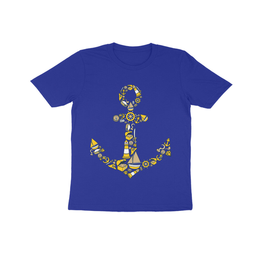Kids' Half Sleeve Round Neck Tshirt β Anchor Yellow puraidoprints