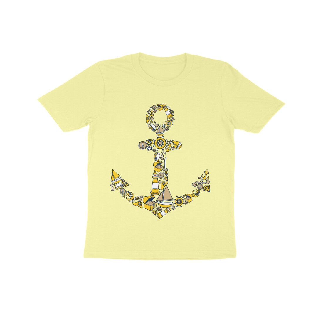 Kids' Half Sleeve Round Neck Tshirt β Anchor Yellow puraidoprints