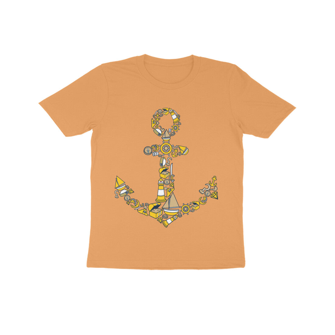 Kids' Half Sleeve Round Neck Tshirt β Anchor Yellow puraidoprints