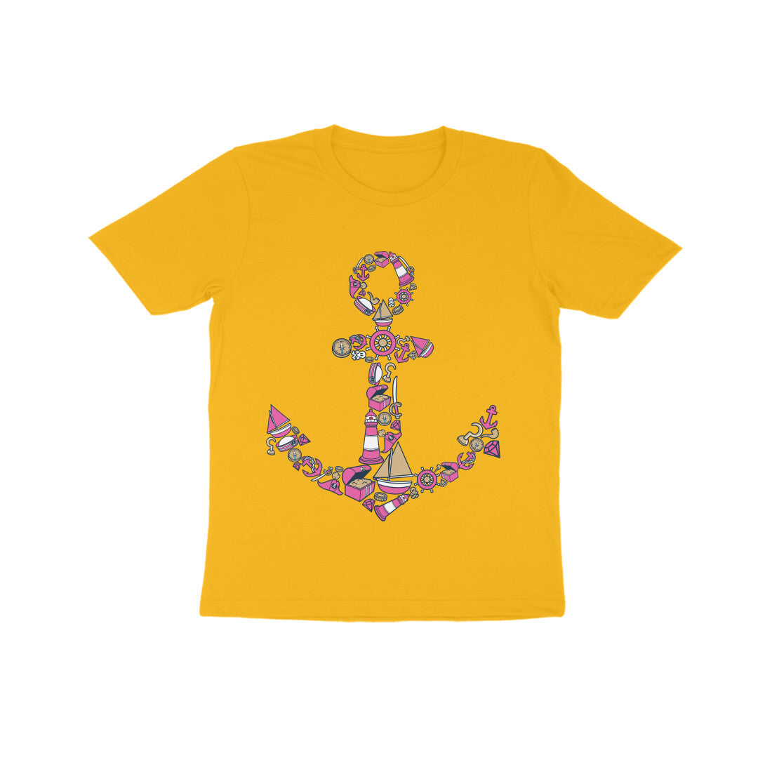 Kids' Half Sleeve Round Neck Tshirt β Anchor Yellow puraidoprints