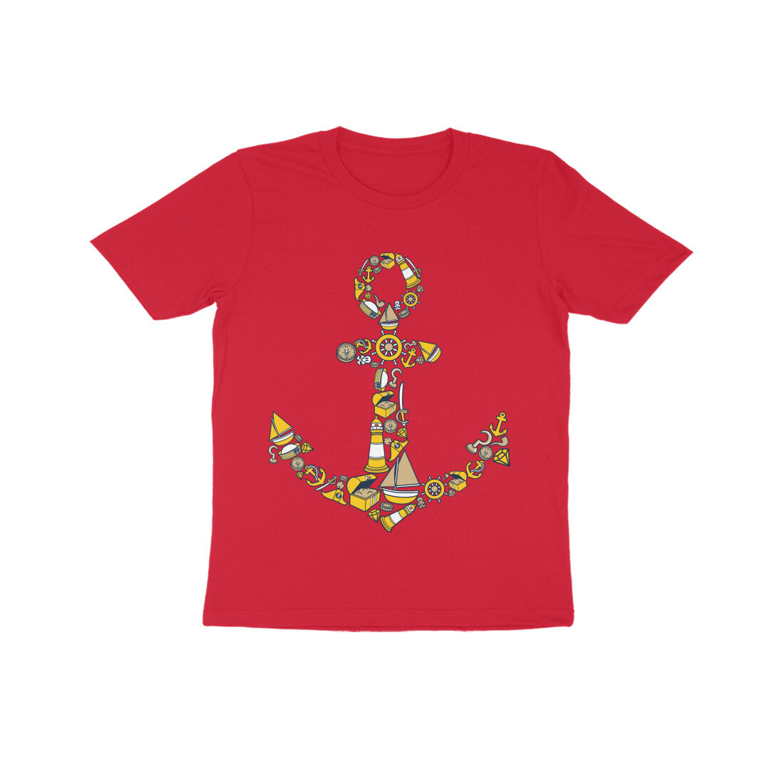 Kids' Half Sleeve Round Neck Tshirt β Anchor Yellow puraidoprints