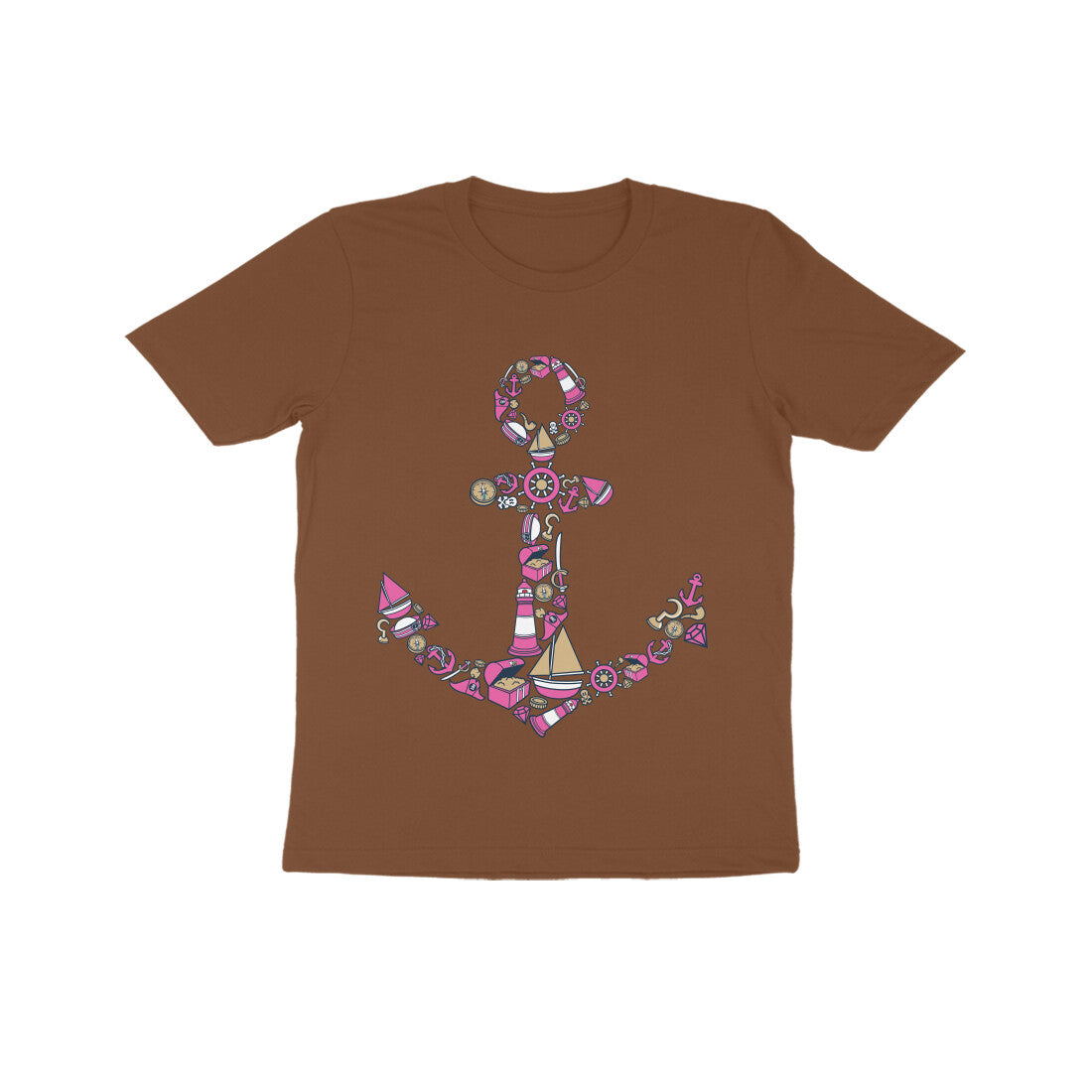 Kids' Half Sleeve Round Neck Tshirt β Anchor Yellow puraidoprints