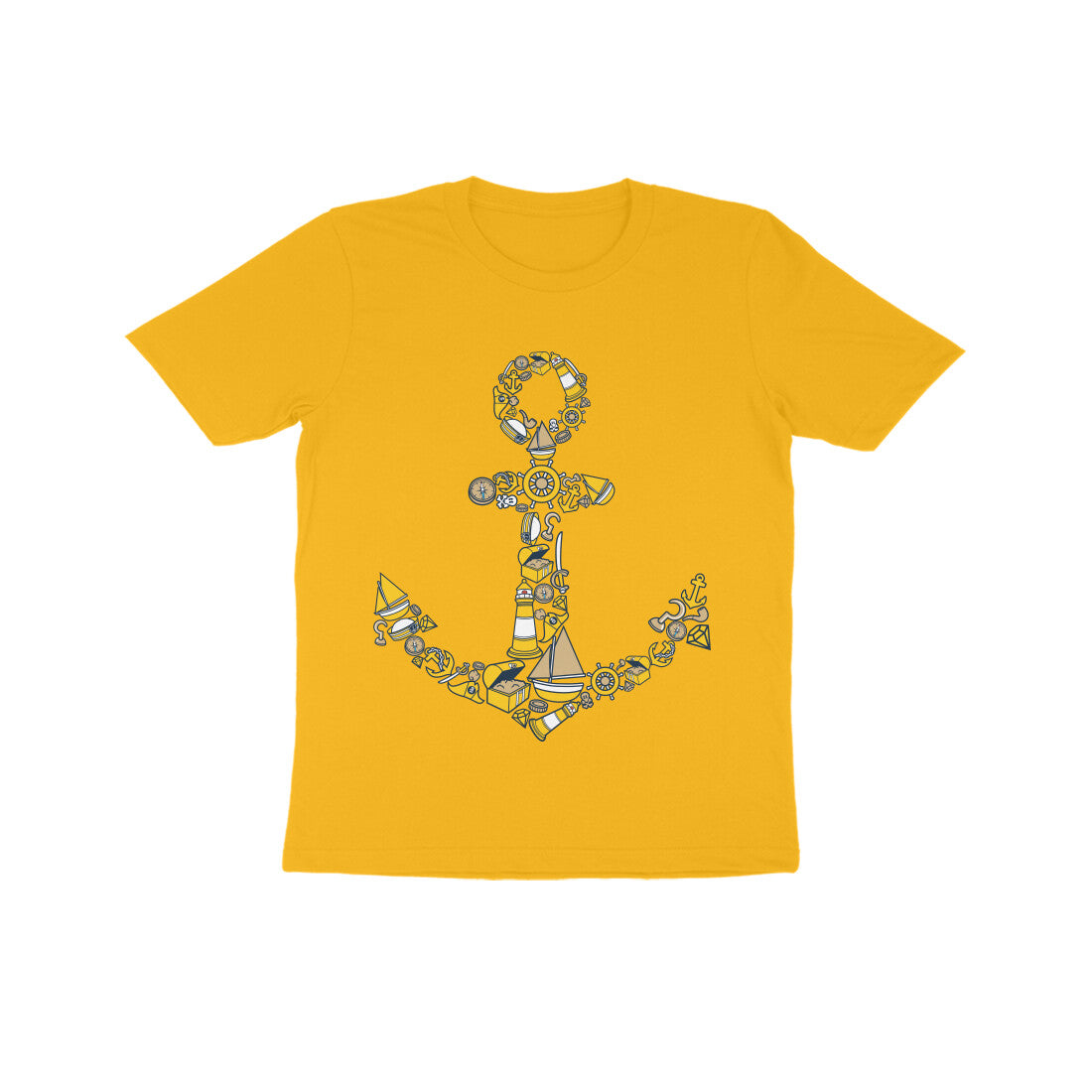 Kids' Half Sleeve Round Neck Tshirt β Anchor Yellow puraidoprints