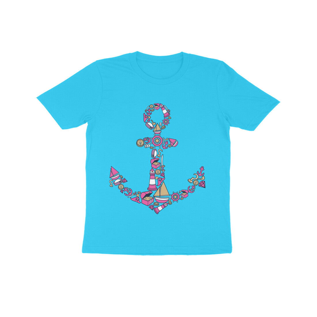 Kids' Half Sleeve Round Neck Tshirt β Anchor Yellow puraidoprints