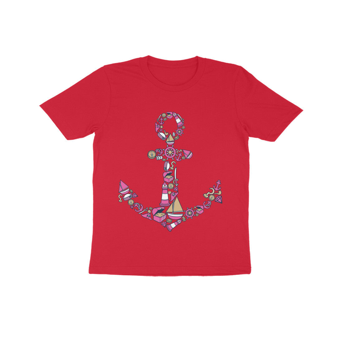 Kids' Half Sleeve Round Neck Tshirt β Anchor Yellow puraidoprints