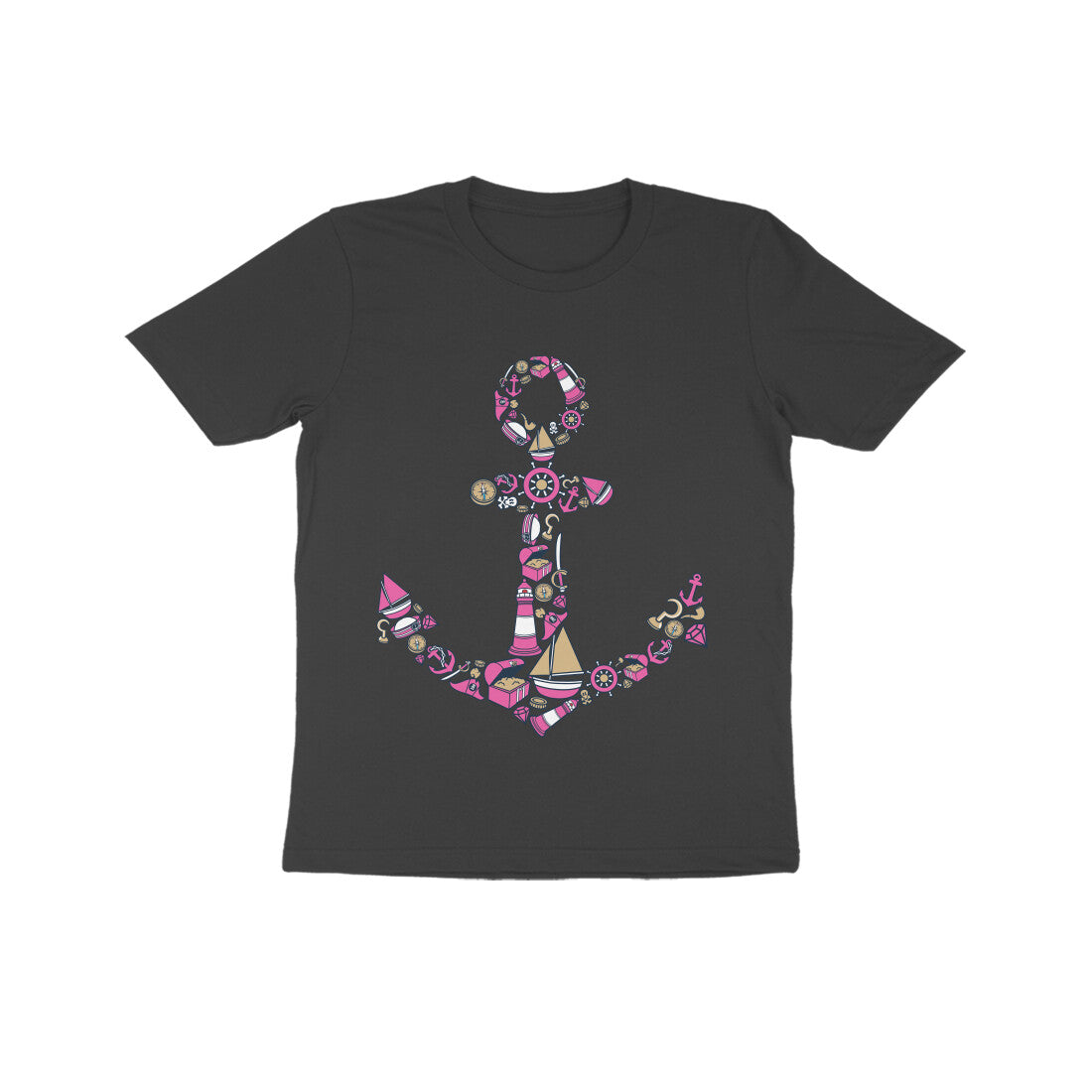 Kids' Half Sleeve Round Neck Tshirt β Anchor Yellow puraidoprints