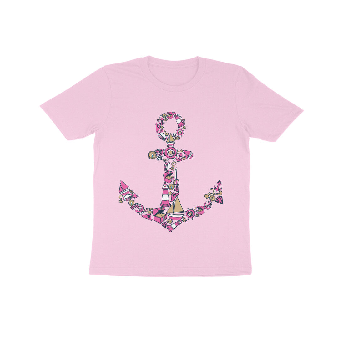 Kids' Half Sleeve Round Neck Tshirt β Anchor Yellow puraidoprints