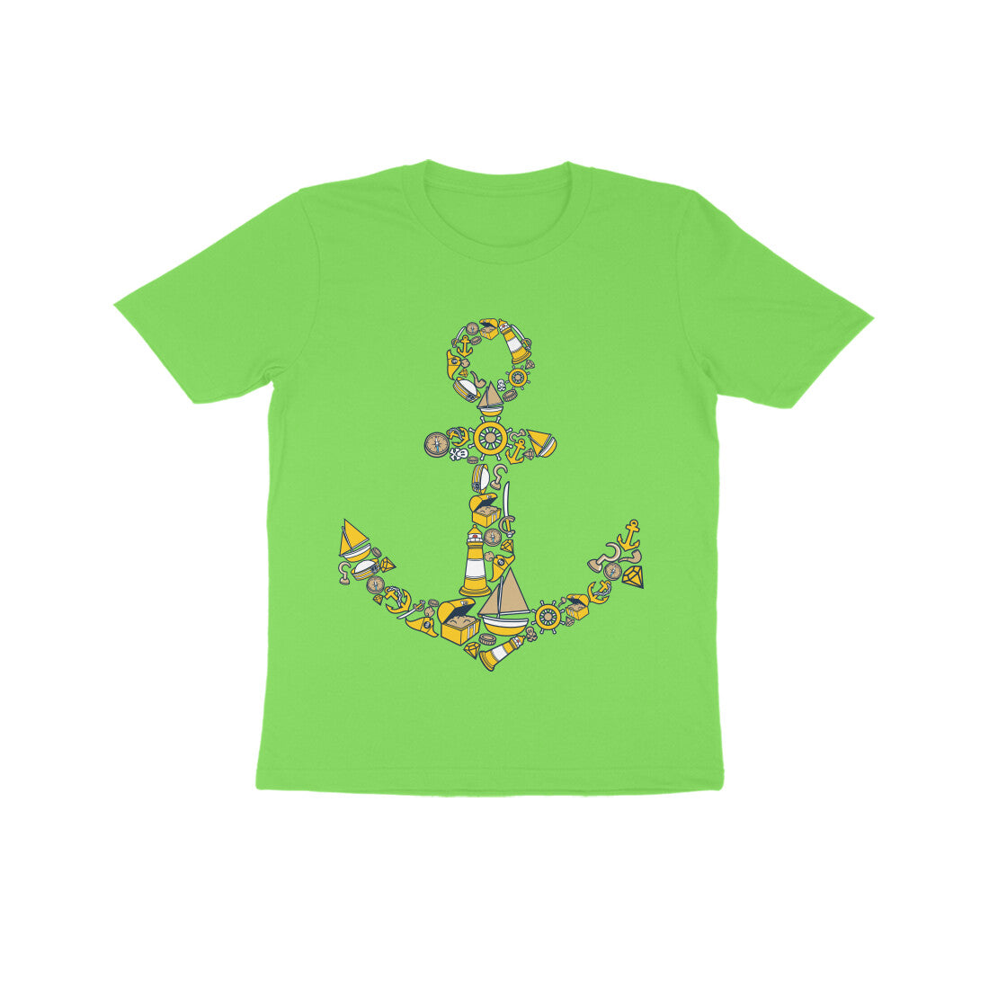 Kids' Half Sleeve Round Neck Tshirt β Anchor Yellow puraidoprints