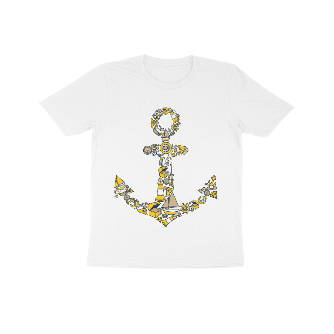 Kids' Half Sleeve Round Neck Tshirt β Anchor Yellow puraidoprints