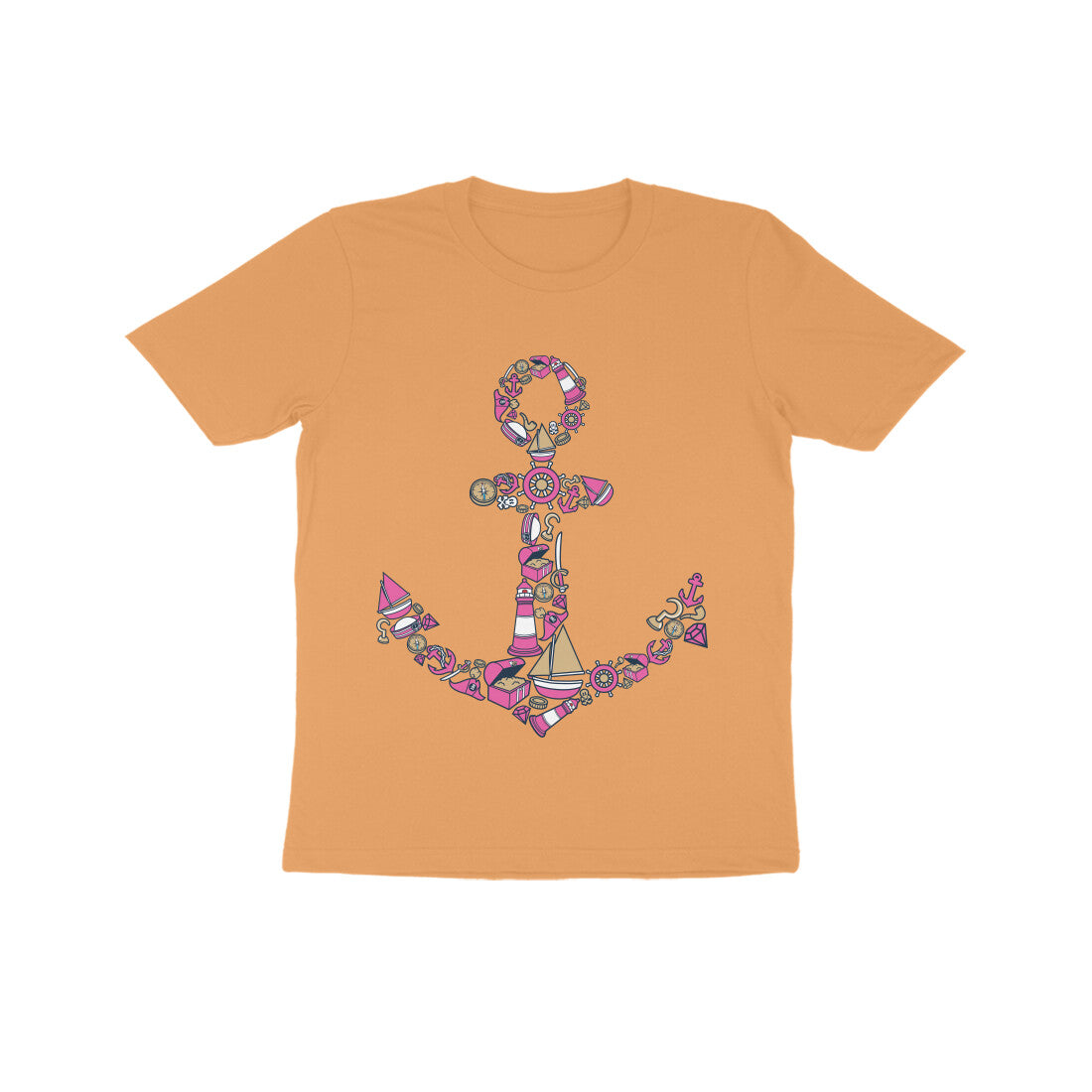 Kids' Half Sleeve Round Neck Tshirt β Anchor Yellow puraidoprints