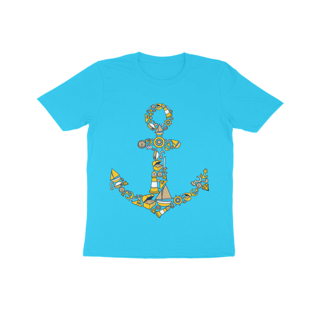 Kids' Half Sleeve Round Neck Tshirt β Anchor Yellow puraidoprints
