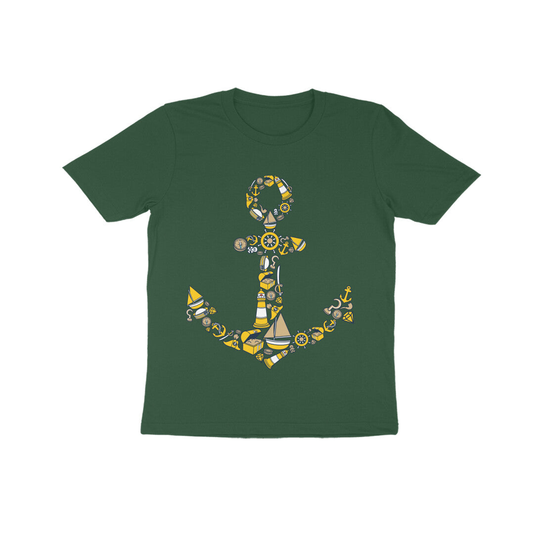 Kids' Half Sleeve Round Neck Tshirt β Anchor Yellow puraidoprints