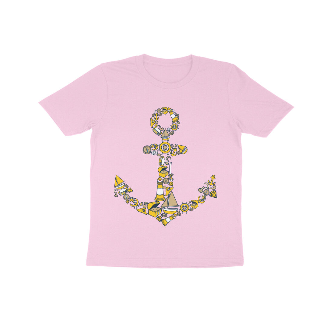 Kids' Half Sleeve Round Neck Tshirt β Anchor Yellow puraidoprints