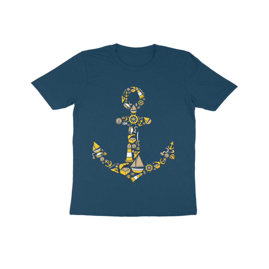 Kids' Half Sleeve Round Neck Tshirt β Anchor Yellow puraidoprints