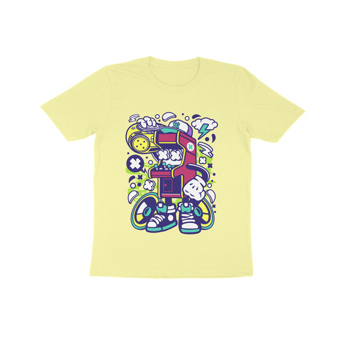 Kids' Half Sleeve Round Neck Tshirt - Arcade Game Boombox 2 puraidoprints