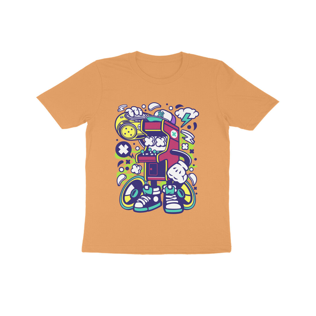 Kids' Half Sleeve Round Neck Tshirt - Arcade Game Boombox 2 puraidoprints