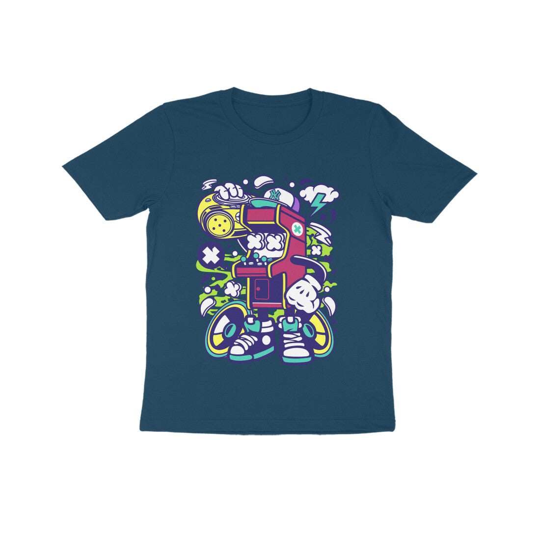 Kids' Half Sleeve Round Neck Tshirt - Arcade Game Boombox 2 puraidoprints
