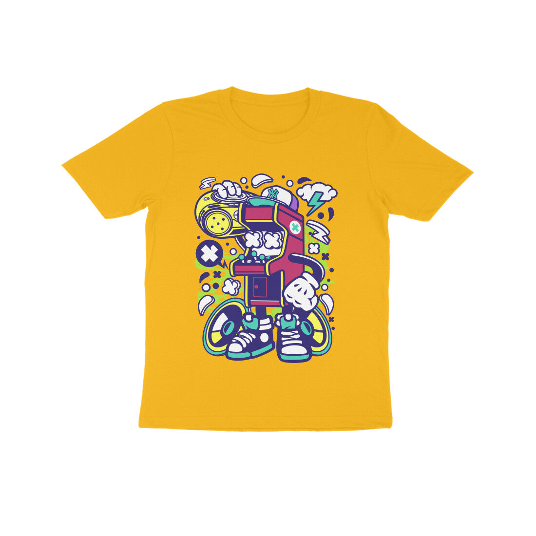 Kids' Half Sleeve Round Neck Tshirt - Arcade Game Boombox 2 puraidoprints