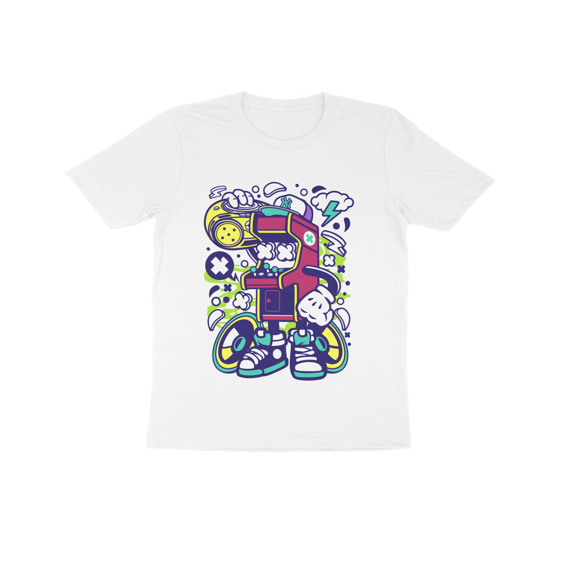 Kids' Half Sleeve Round Neck Tshirt - Arcade Game Boombox 2 puraidoprints
