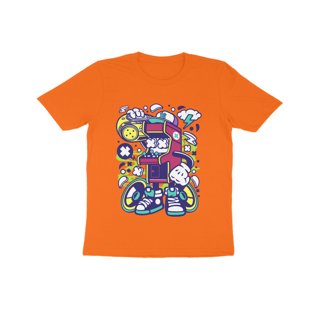 Kids' Half Sleeve Round Neck Tshirt - Arcade Game Boombox 2 puraidoprints