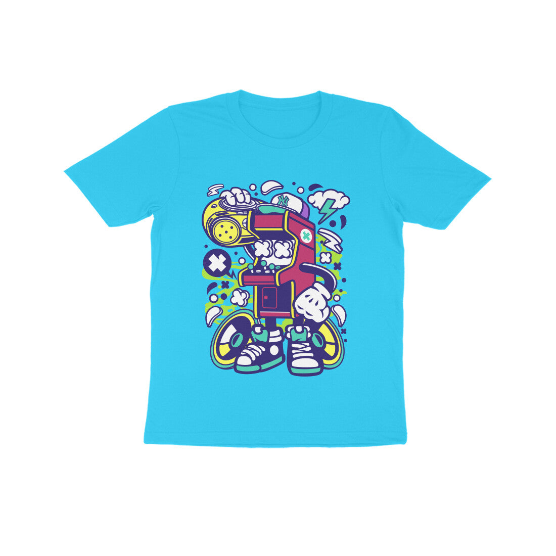 Kids' Half Sleeve Round Neck Tshirt - Arcade Game Boombox 2 puraidoprints