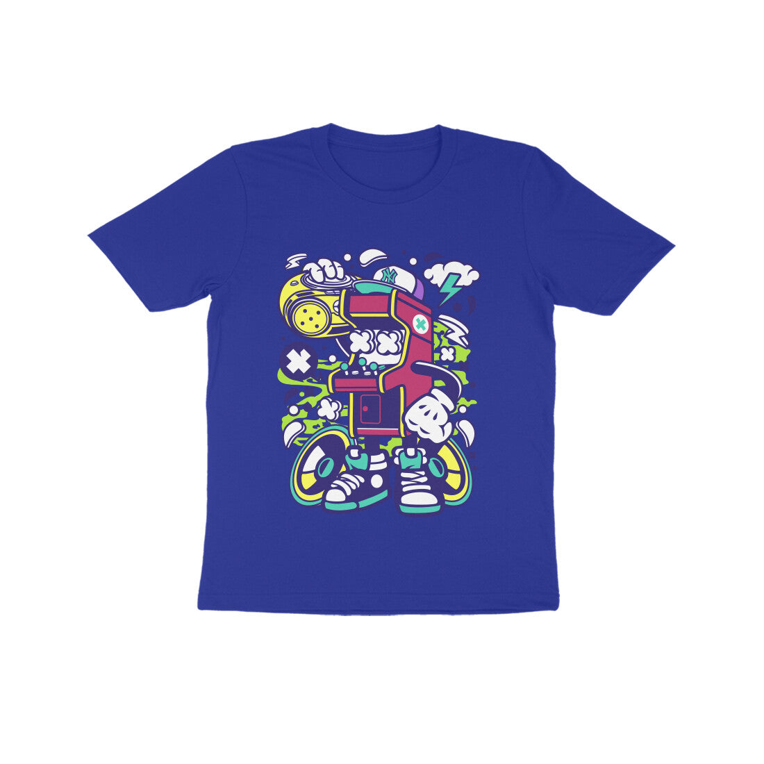 Kids' Half Sleeve Round Neck Tshirt - Arcade Game Boombox 2 puraidoprints