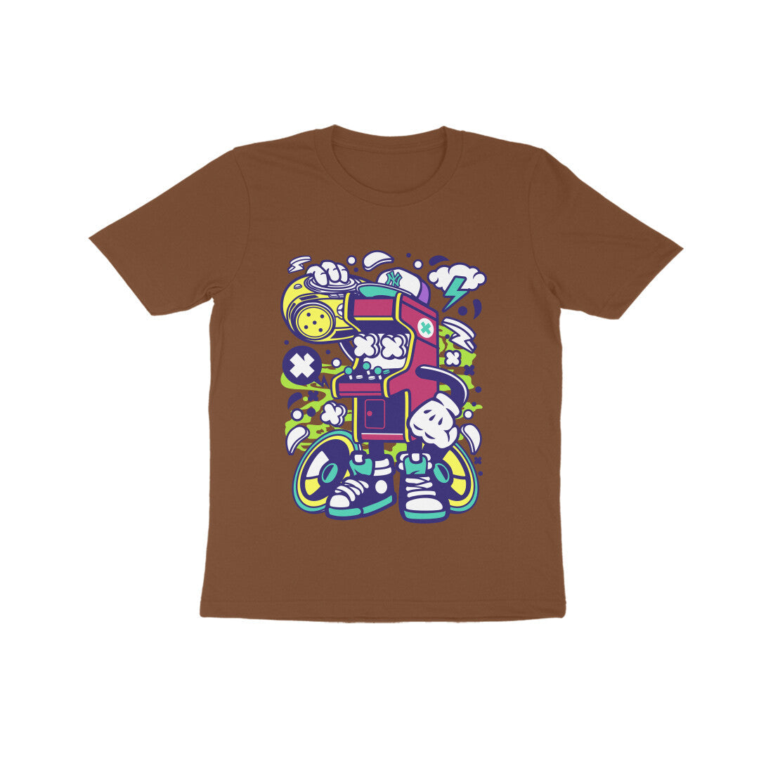 Kids' Half Sleeve Round Neck Tshirt - Arcade Game Boombox 2 puraidoprints