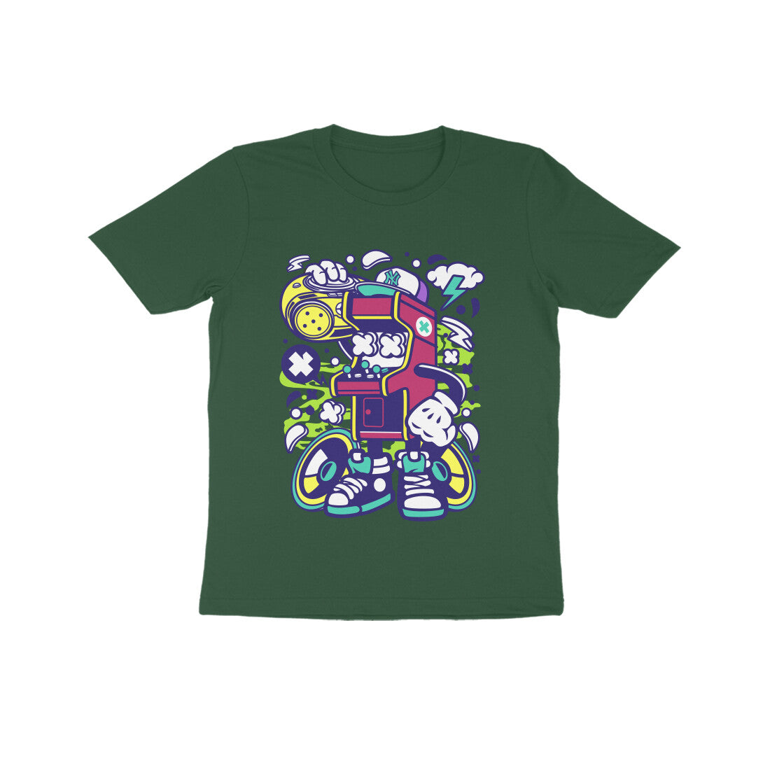 Kids' Half Sleeve Round Neck Tshirt - Arcade Game Boombox 2 puraidoprints