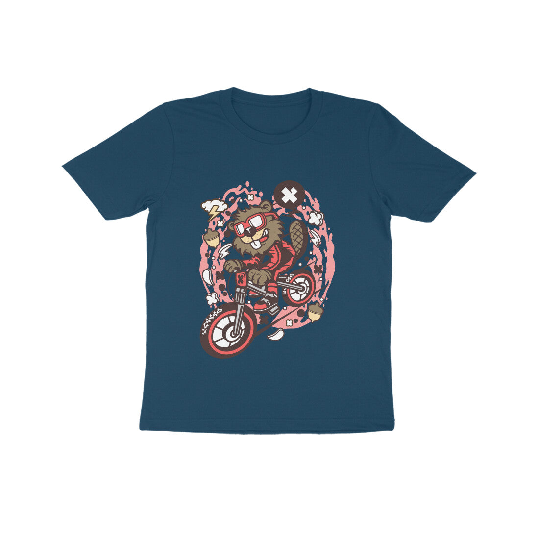 Kids' Half Sleeve Round Neck Tshirt β Beaver Downhill Ride puraidoprints