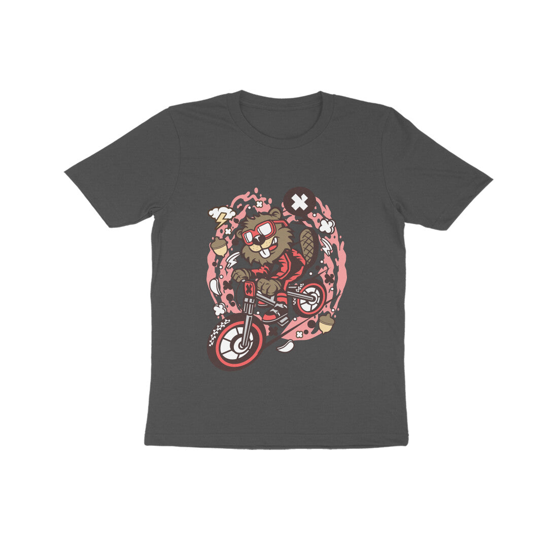 Kids' Half Sleeve Round Neck Tshirt β Beaver Downhill Ride puraidoprints