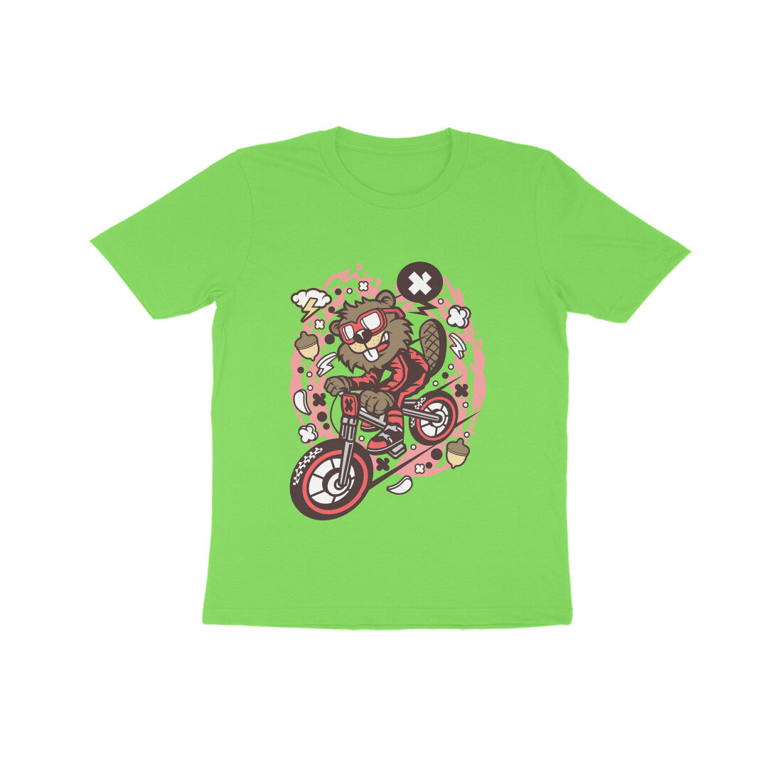 Kids' Half Sleeve Round Neck Tshirt β Beaver Downhill Ride puraidoprints