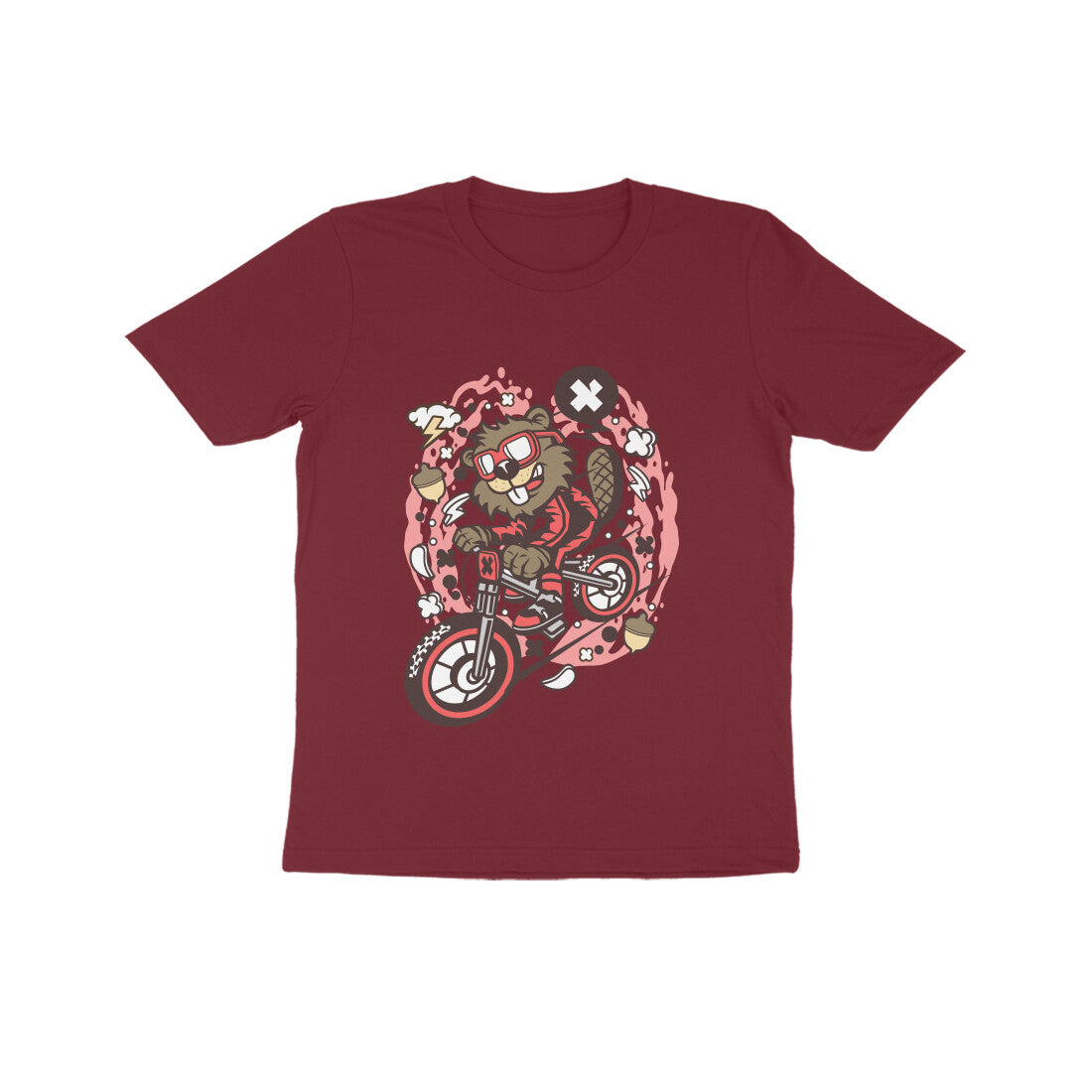 Kids' Half Sleeve Round Neck Tshirt β Beaver Downhill Ride puraidoprints