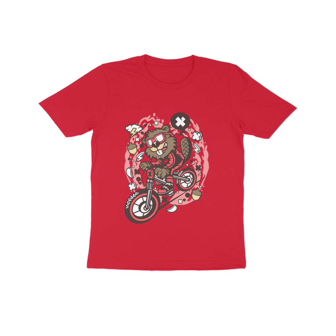 Kids' Half Sleeve Round Neck Tshirt β Beaver Downhill Ride puraidoprints