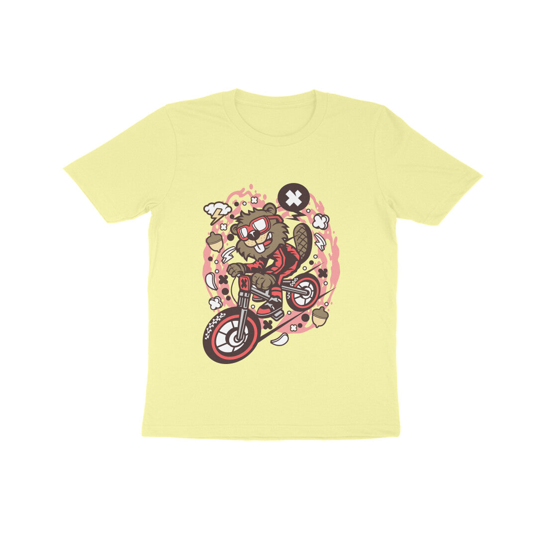 Kids' Half Sleeve Round Neck Tshirt β Beaver Downhill Ride puraidoprints