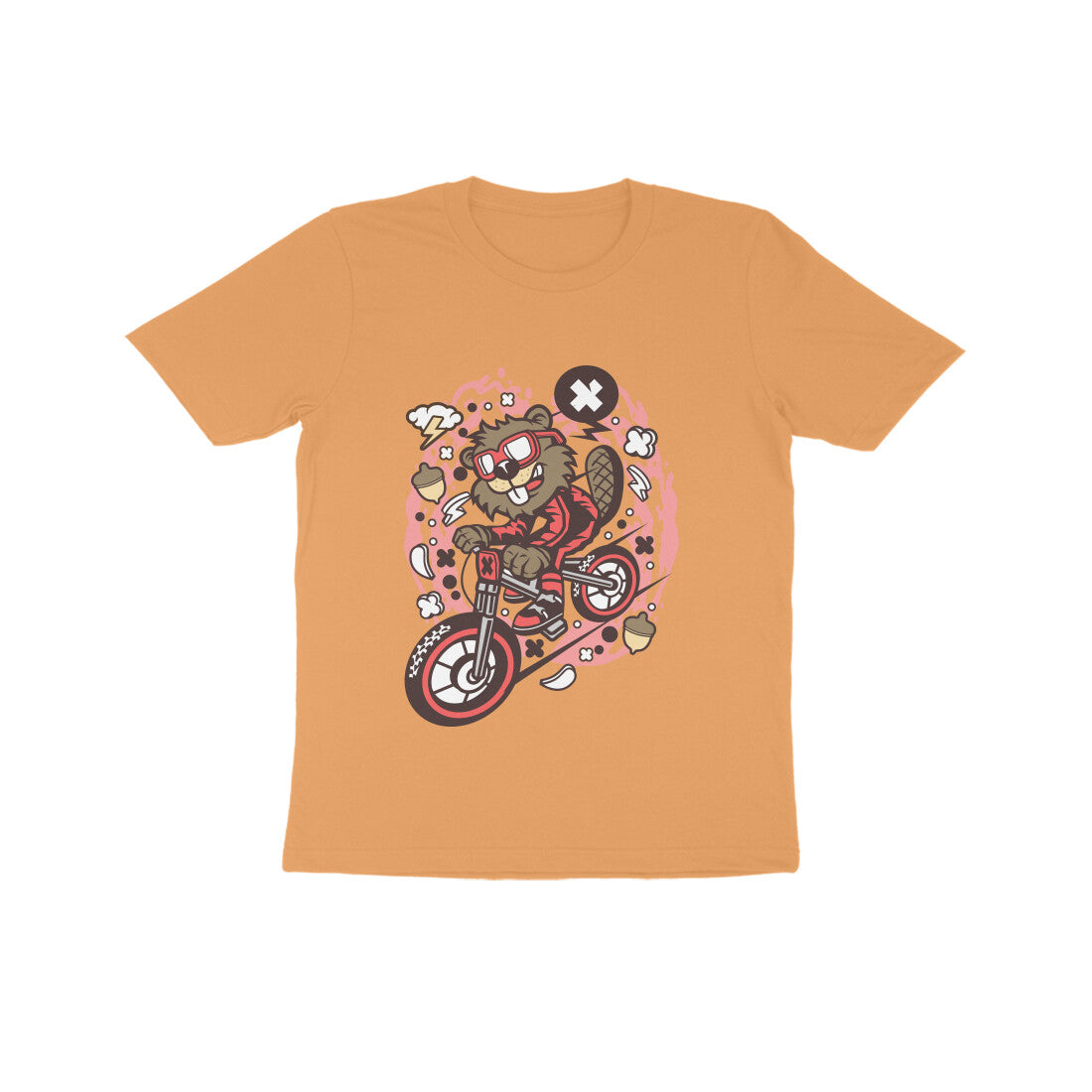 Kids' Half Sleeve Round Neck Tshirt β Beaver Downhill Ride puraidoprints