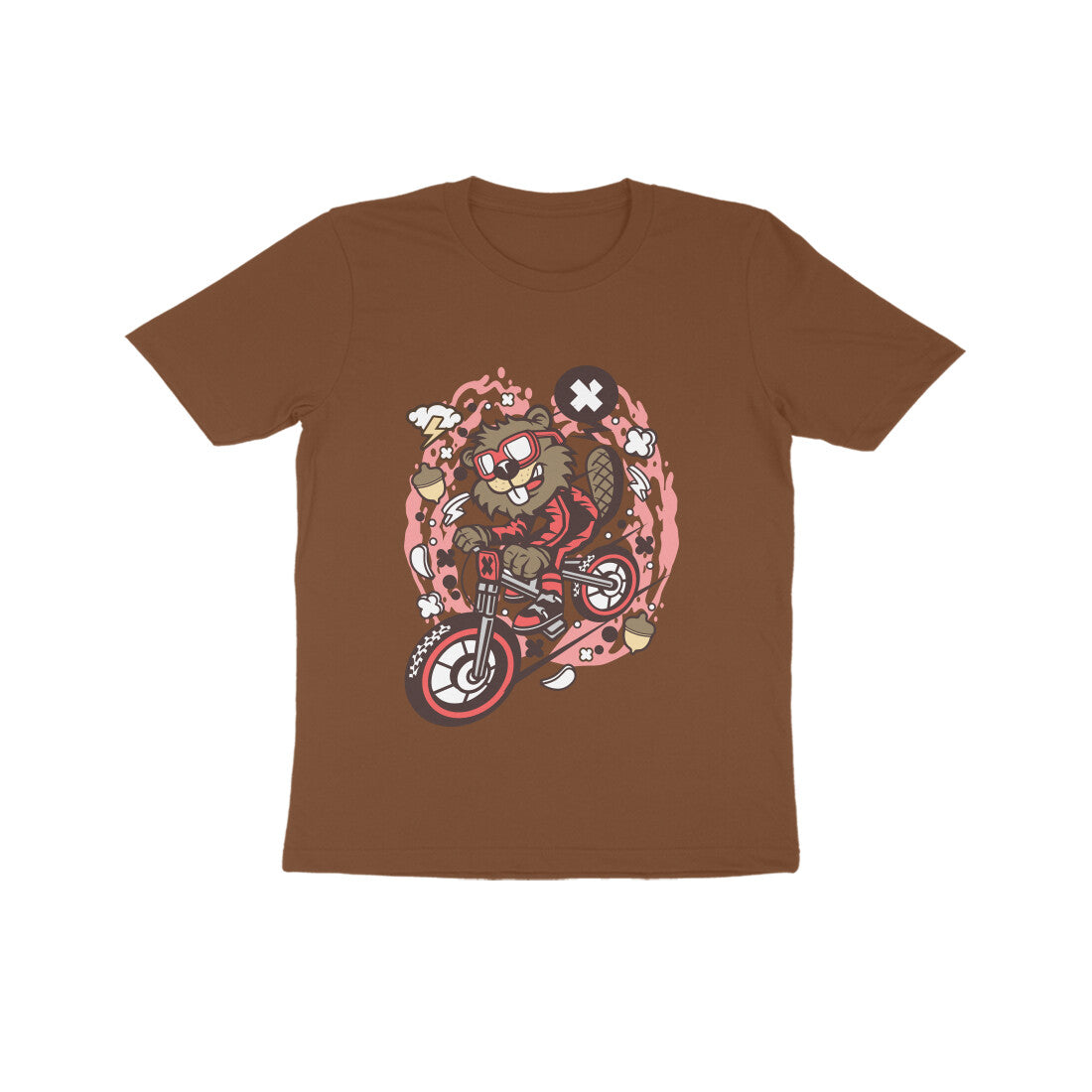 Kids' Half Sleeve Round Neck Tshirt β Beaver Downhill Ride puraidoprints