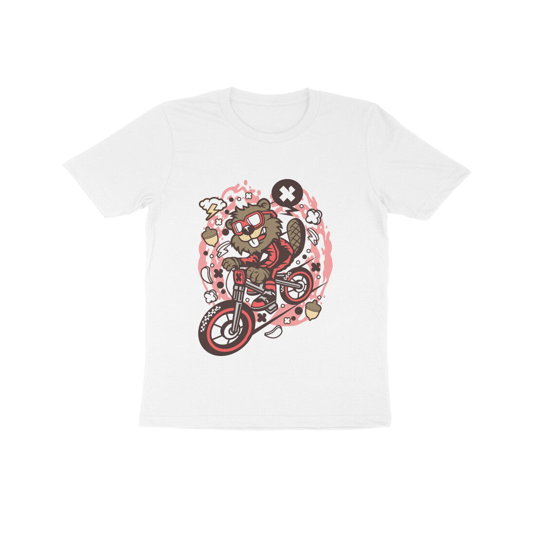 Kids' Half Sleeve Round Neck Tshirt β Beaver Downhill Ride puraidoprints