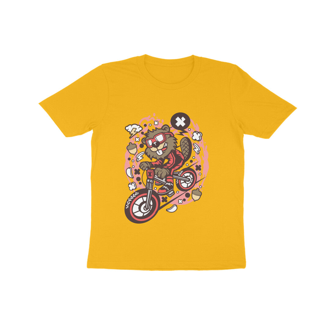 Kids' Half Sleeve Round Neck Tshirt β Beaver Downhill Ride puraidoprints