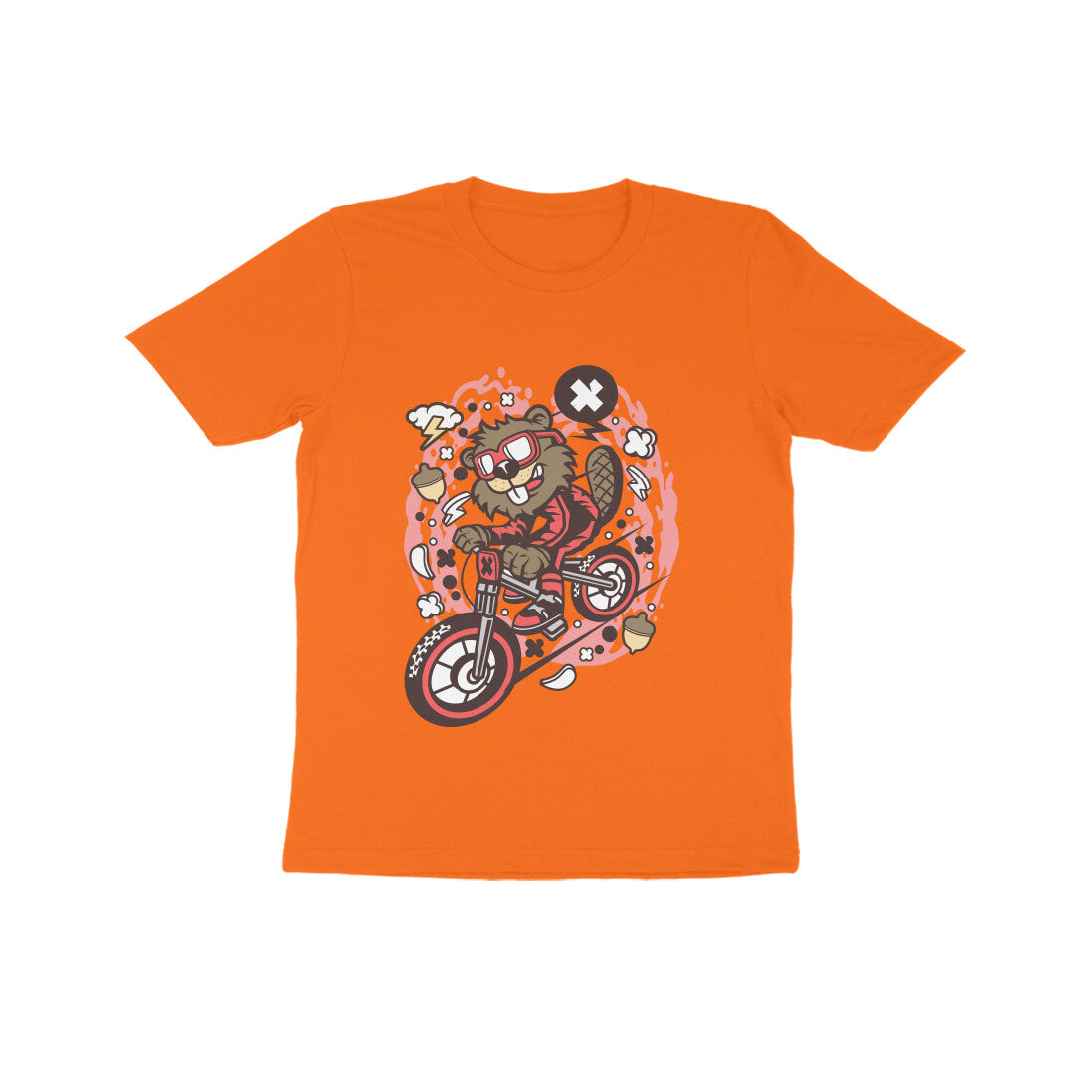 Kids' Half Sleeve Round Neck Tshirt β Beaver Downhill Ride puraidoprints