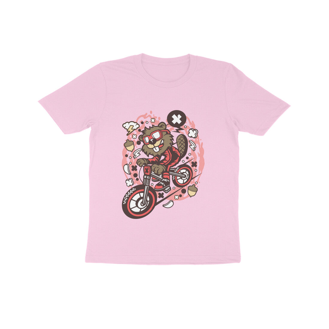 Kids' Half Sleeve Round Neck Tshirt β Beaver Downhill Ride puraidoprints