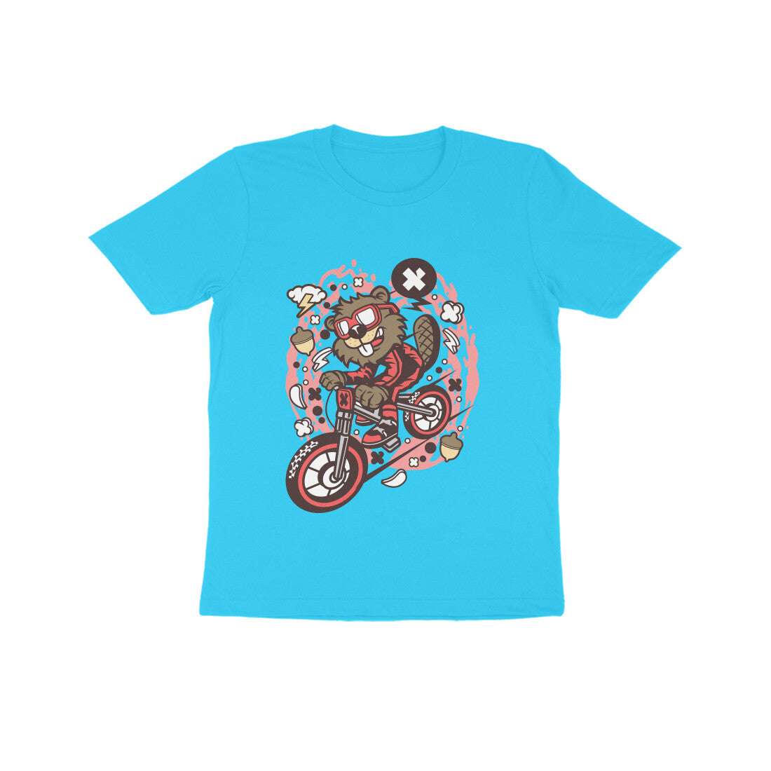 Kids' Half Sleeve Round Neck Tshirt β Beaver Downhill Ride puraidoprints