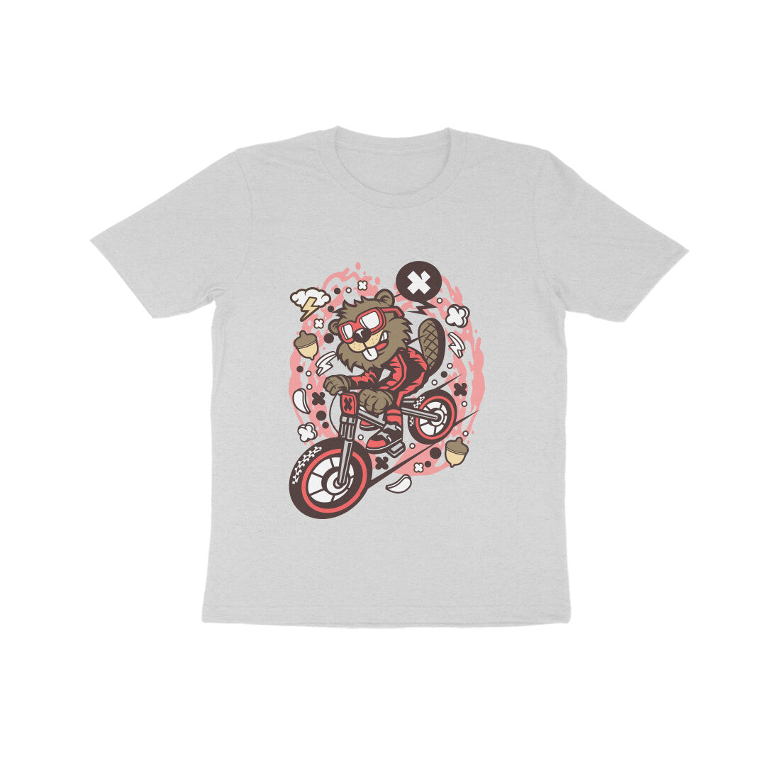 Kids' Half Sleeve Round Neck Tshirt β Beaver Downhill Ride puraidoprints