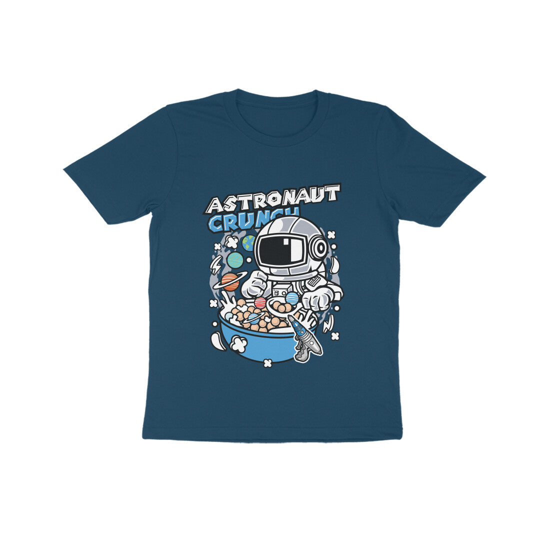 Kids' Half Sleeve Round Neck Tshirt β Blue Astronaut Crunch puraidoprints