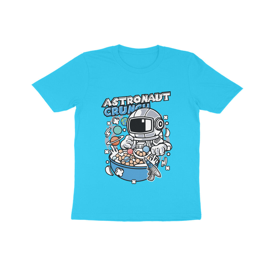 Kids' Half Sleeve Round Neck Tshirt β Blue Astronaut Crunch puraidoprints