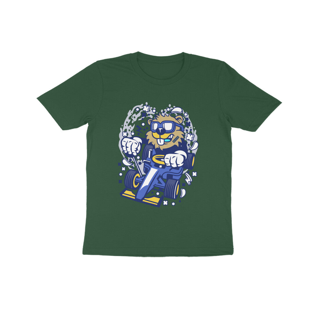 Kids' Half Sleeve Round Neck Tshirt β Blue Racer Beaver puraidoprints