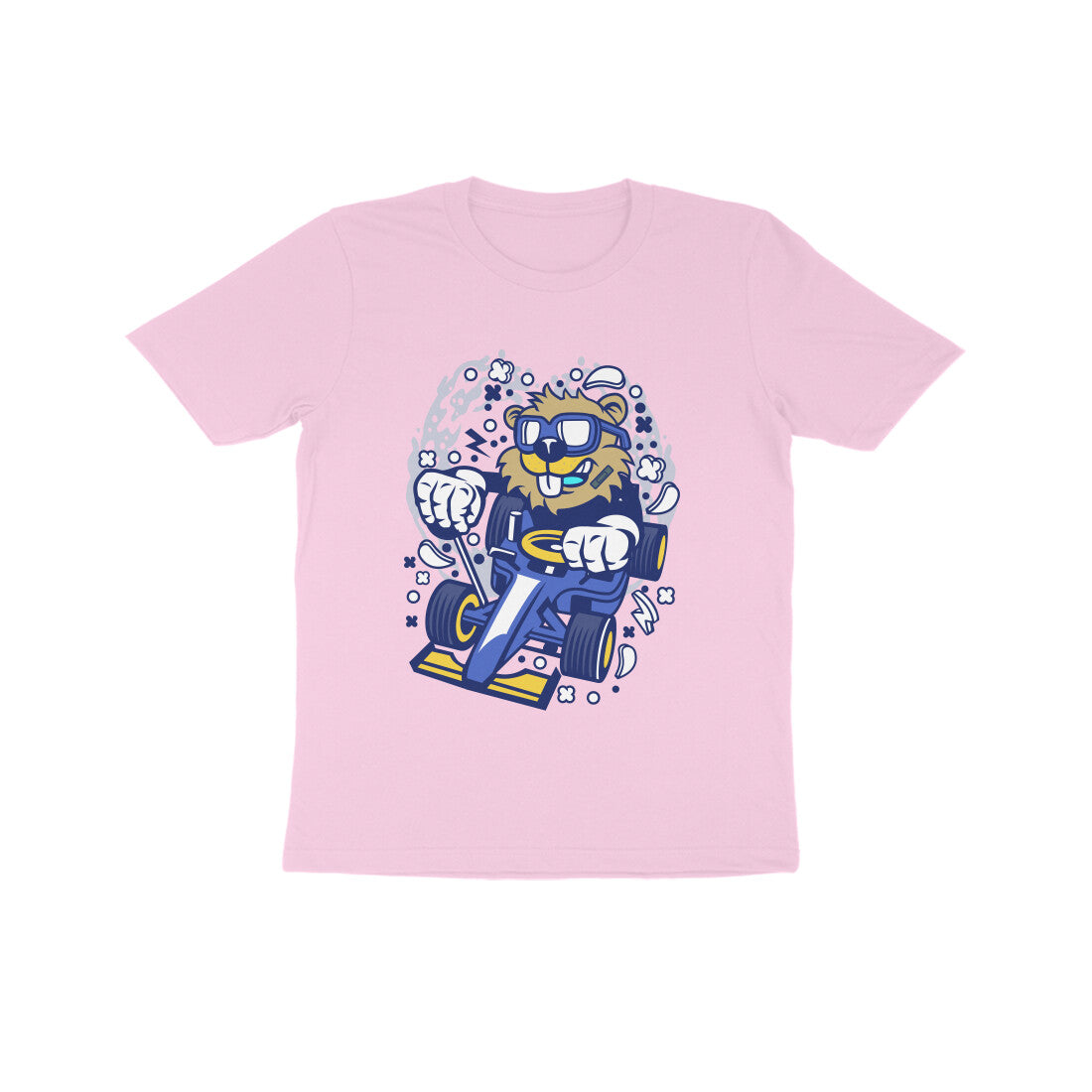 Kids' Half Sleeve Round Neck Tshirt β Blue Racer Beaver puraidoprints