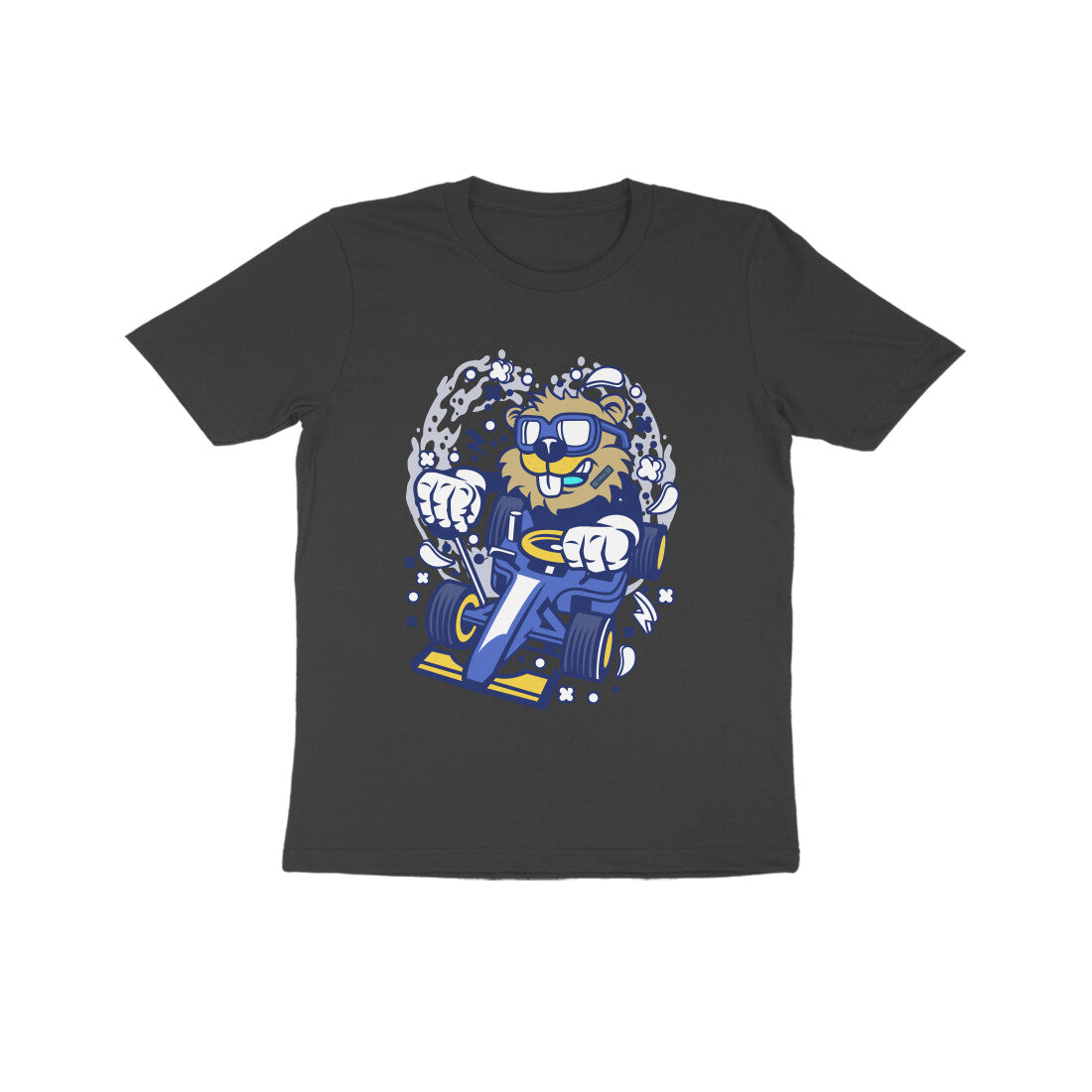 Kids' Half Sleeve Round Neck Tshirt β Blue Racer Beaver puraidoprints